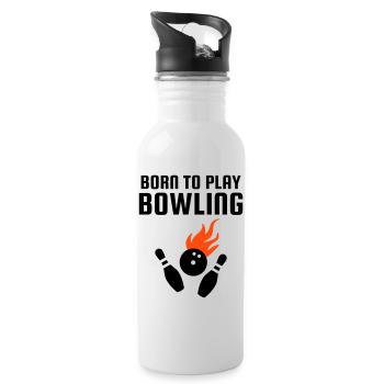 Born to play bowling (Bowlingkugel mit Flammen) - Water bottle with straw - white - Right