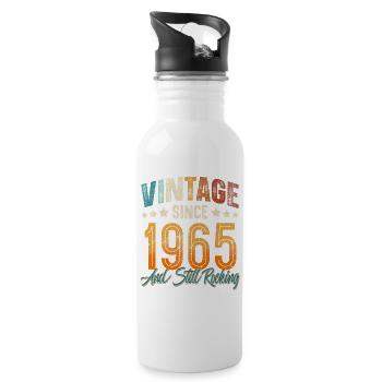 1965 Geburtsjahr Geburtstag Baujahr Vintage - Trinkflasche mit integriertem Trinkhalm - Weiß - Rechts