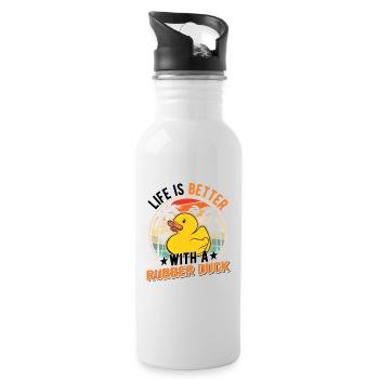 La vie est meilleure avec un Rubber Duck Gummiente - Gourde avec paille intégrée - blanc - Droite