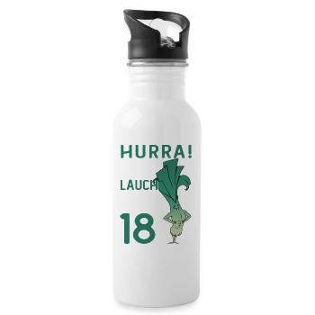 Hurra der Lauch wird 18 - Trinkflasche mit integriertem Trinkhalm - Weiß - Rechts