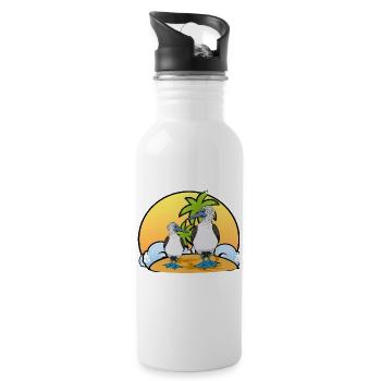 Boobies Seevögel Blau-Fuß-Booby-Vogel - Trinkflasche mit integriertem Trinkhalm - Weiß - Rechts