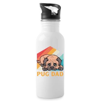 Pug Dad - Trinkflasche mit integriertem Trinkhalm - Weiß - Rechts