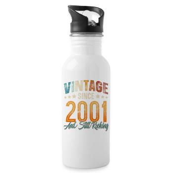 2001 Year of birth Birthday Year of construction Vintage - Water bottle with straw - white - Right