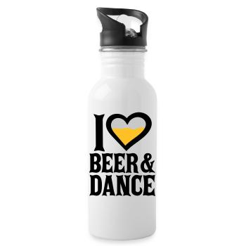 Love Beer and Dance - Trinkflasche mit integriertem Trinkhalm - Weiß - Rechts