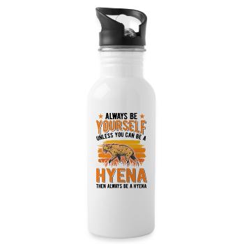 Always be yourself Unless you can be a Hyena - Trinkflasche mit integriertem Trinkhalm - Weiß - Rechts
