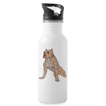 Muscular Dog - American Staffordshire Terrier - Water bottle with straw - white - Right
