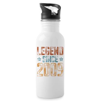 2009 Naissance Année de naissance Anniversaire - Gourde avec paille intégrée - blanc - Droite