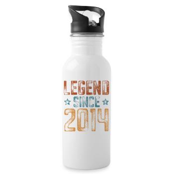 2014 Naissance Année de naissance Anniversaire - Gourde avec paille intégrée - blanc - Droite