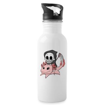 Grim Reaper et Axolotl - Gourde avec paille intégrée - blanc - Droite