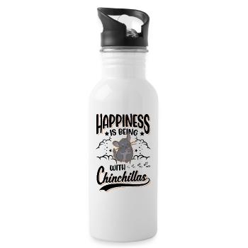 Happiness is being with Chinchillas - Trinkflasche mit integriertem Trinkhalm - Weiß - Rechts