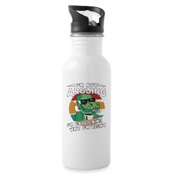 Dinosaurier Spruch I'm Explaining why i'm Right - Trinkflasche mit integriertem Trinkhalm - Weiß - Rechts