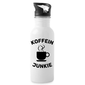 Kaffe Koffein Junkie - Trinkflasche mit integriertem Trinkhalm - Weiß - Rechts