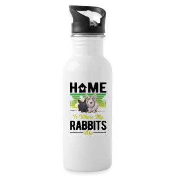 Home is where my Rabbits are Hase Kaninchen - Trinkflasche mit integriertem Trinkhalm - Weiß - Rechts