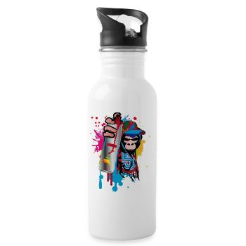 sprayer gorille d’art de rue cool dans le style graffiti - Gourde avec paille intégrée - blanc - Droite