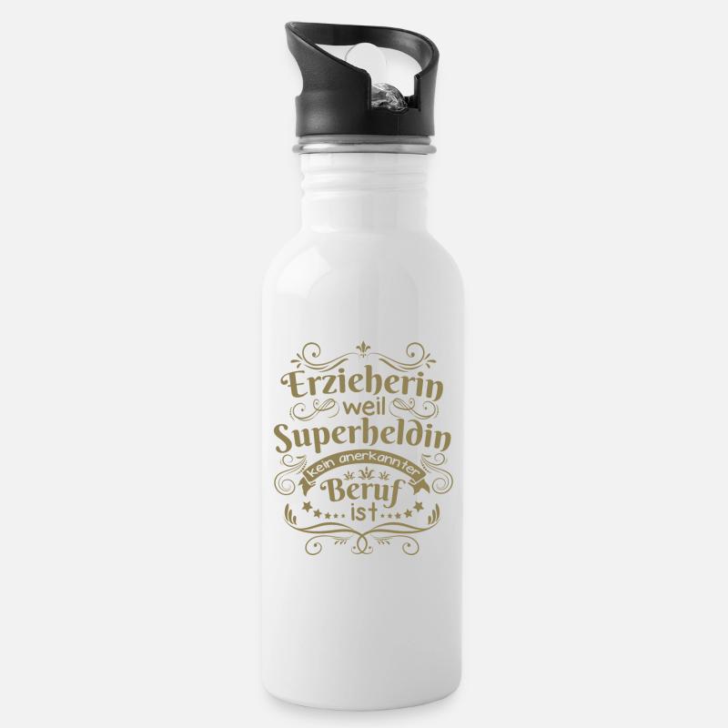 Erzieherin geschenkideen - Trinkflasche mit integriertem Trinkhalm - Weiß