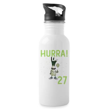 Hurra der Lauch wird 27 - Trinkflasche mit integriertem Trinkhalm - Weiß - Rechts