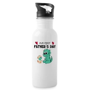 Vatertag - erster Vatertag Geschenk - Trinkflasche mit integriertem Trinkhalm - Weiß - Rechts