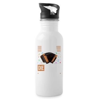 Steirische Harmonika Party Kann Losgehen, Quetschn - Trinkflasche mit integriertem Trinkhalm - Weiß - Rechts