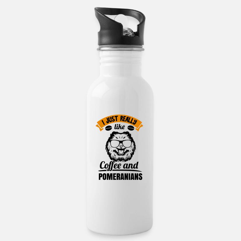 Spitz Pomeranian Zwergspitz Chien - Gourde avec paille intégrée - blanc