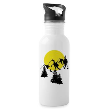 Mountains Moon Peak Spruce Conifer Firs Natural - Water bottle with straw - white - Right