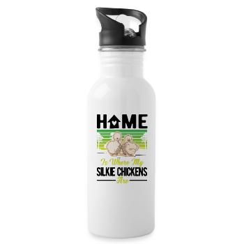 Silk Chicken Home Silkie Chicken - Water bottle with straw - white - Right