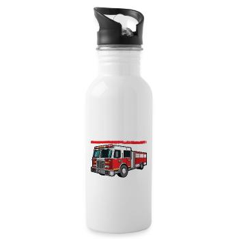I'll be in my office Firefighter, funny fire - Water bottle with straw - white - Right
