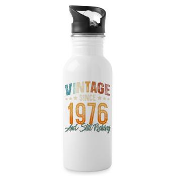 1976 Geburtsjahr Geburtstag Baujahr Vintage - Trinkflasche mit integriertem Trinkhalm - Weiß - Rechts
