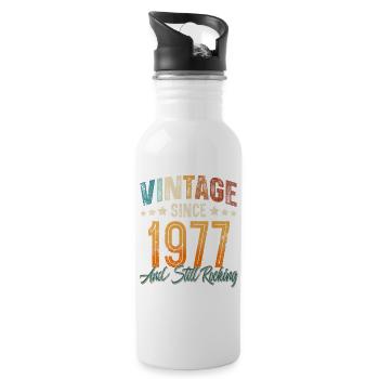 1977 Year of birth Birthday Year of construction Vintage - Water bottle with straw - white - Right