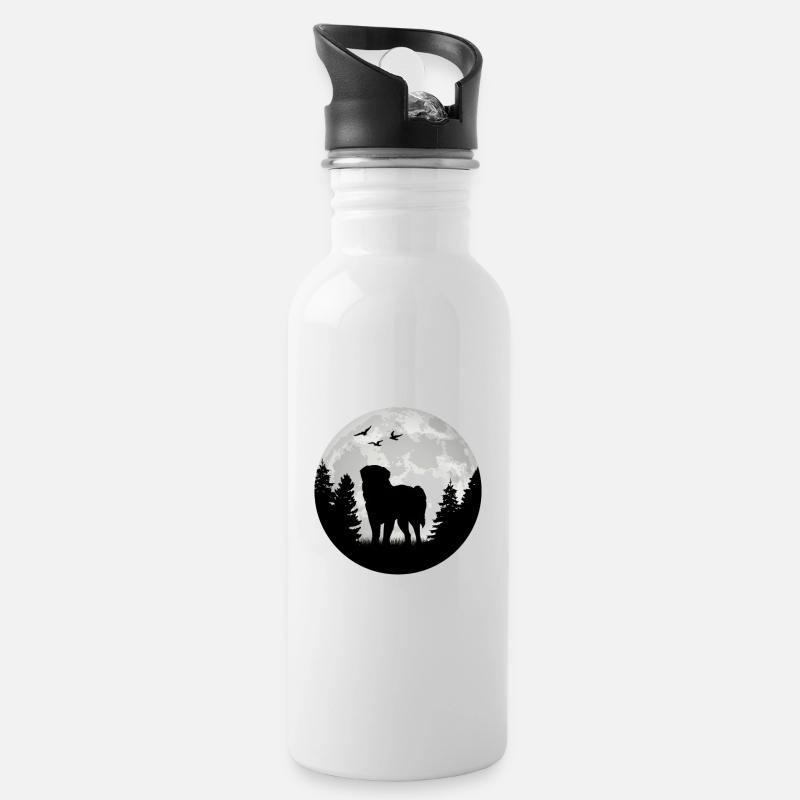 Leonberger Mond - Trinkflasche mit integriertem Trinkhalm - Weiß