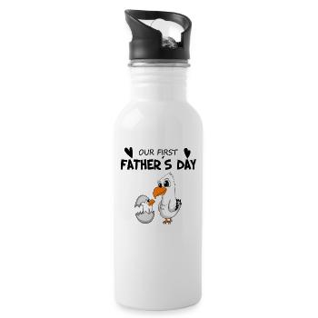 Father's Day Gift - Our First Father's Day - Water bottle with straw - white - Right