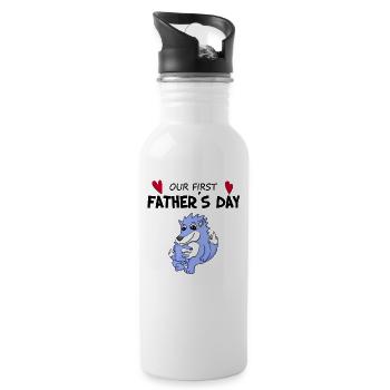 Vatertag Geschenk - Unser erster Vatertag - Trinkflasche mit integriertem Trinkhalm - Weiß - Rechts