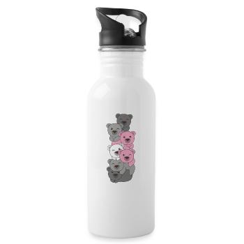 Demigirl Flag Pride LGBTQ Cute Bear Bunch - Water bottle with straw - white - Right