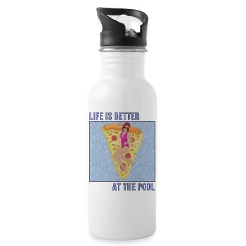 Life is Better At The Pool - Water bottle with straw - white - Right