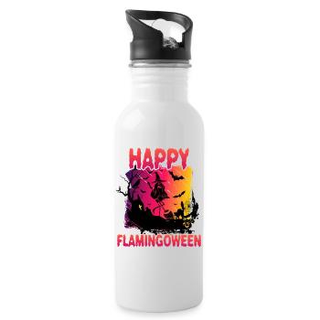 Flamingoween Flamingo avec balai - Gourde avec paille intégrée - blanc - Droite
