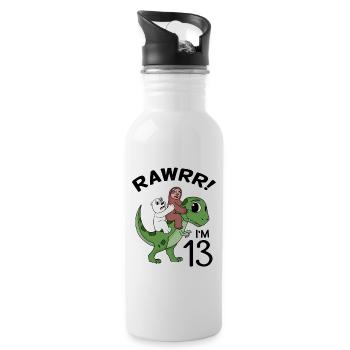 13.Geburtstag 13 Jahre Geschenk - Trinkflasche mit integriertem Trinkhalm - Weiß - Rechts