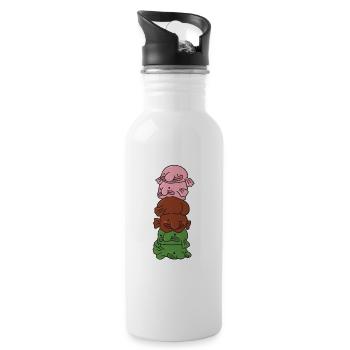 gynosexual flag pride LGBTQ sweet blobfish pile - Water bottle with straw - white - Right