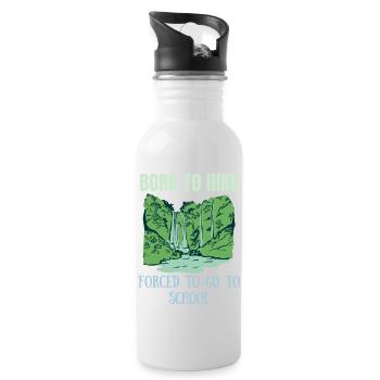 Born to hike forced to go to school T-Shirt - Water bottle with straw - white - Right