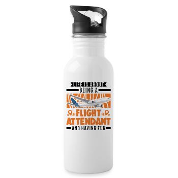 Flight Attendant Stewardess Gift Flight Attendant - Water bottle with straw - white - Right