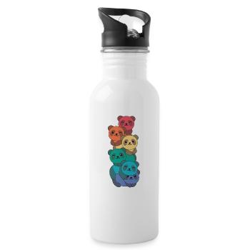 Rainbow Flag Gay Pride LGBTQ Panda süße Tiere - Trinkflasche mit integriertem Trinkhalm - Weiß - Rechts