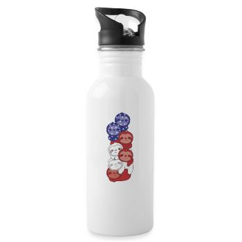 Sloth for the fourth of July USA flag sloths - Water bottle with straw - white - Right