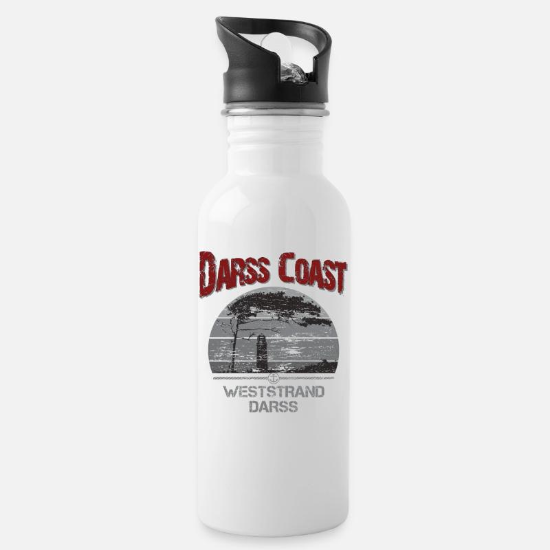 Darss Coast - Dein Statement für den Darß - Trinkflasche mit integriertem Trinkhalm - Weiß