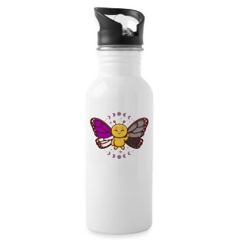 Asexuelle Flagge Ass Monarch Schmetterling Insekt Subtil - Trinkflasche mit integriertem Trinkhalm - Weiß - Rechts