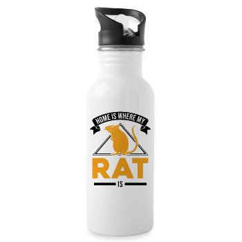 Home is where my Rat is Ratte - Trinkflasche mit integriertem Trinkhalm - Weiß - Rechts