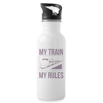Train driver sayings my train my rules - Water bottle with straw - white - Right