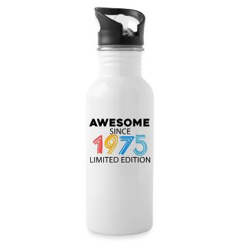 Fantastic since 1975 - born in 1975 - Water bottle with straw - white - Right