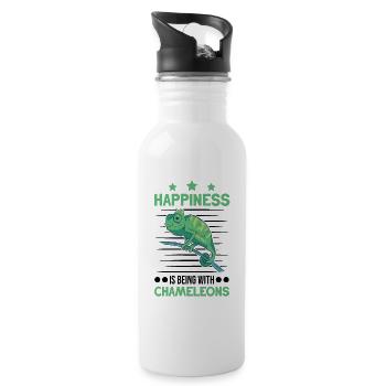 Happiness is being with Chameleons Chameleon - Water bottle with straw - white - Right