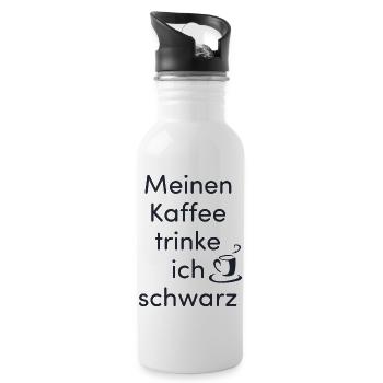 Meinen Kaffee trinke ich schwarz - Trinkflasche mit integriertem Trinkhalm - Weiß - Rechts