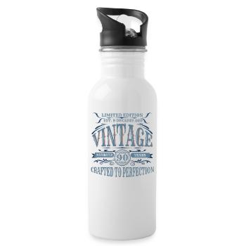 Vintage Legendary - Aged perfectly 90th birthday - Water bottle with straw - white - Right
