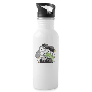 Agender Flag Pride LGBTQ cute penguin - Water bottle with straw - white - Right