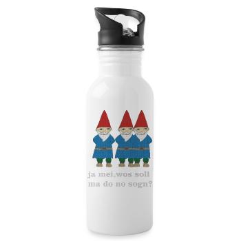 gartenzwerge bayerisch - Trinkflasche mit integriertem Trinkhalm - Weiß - Rechts
